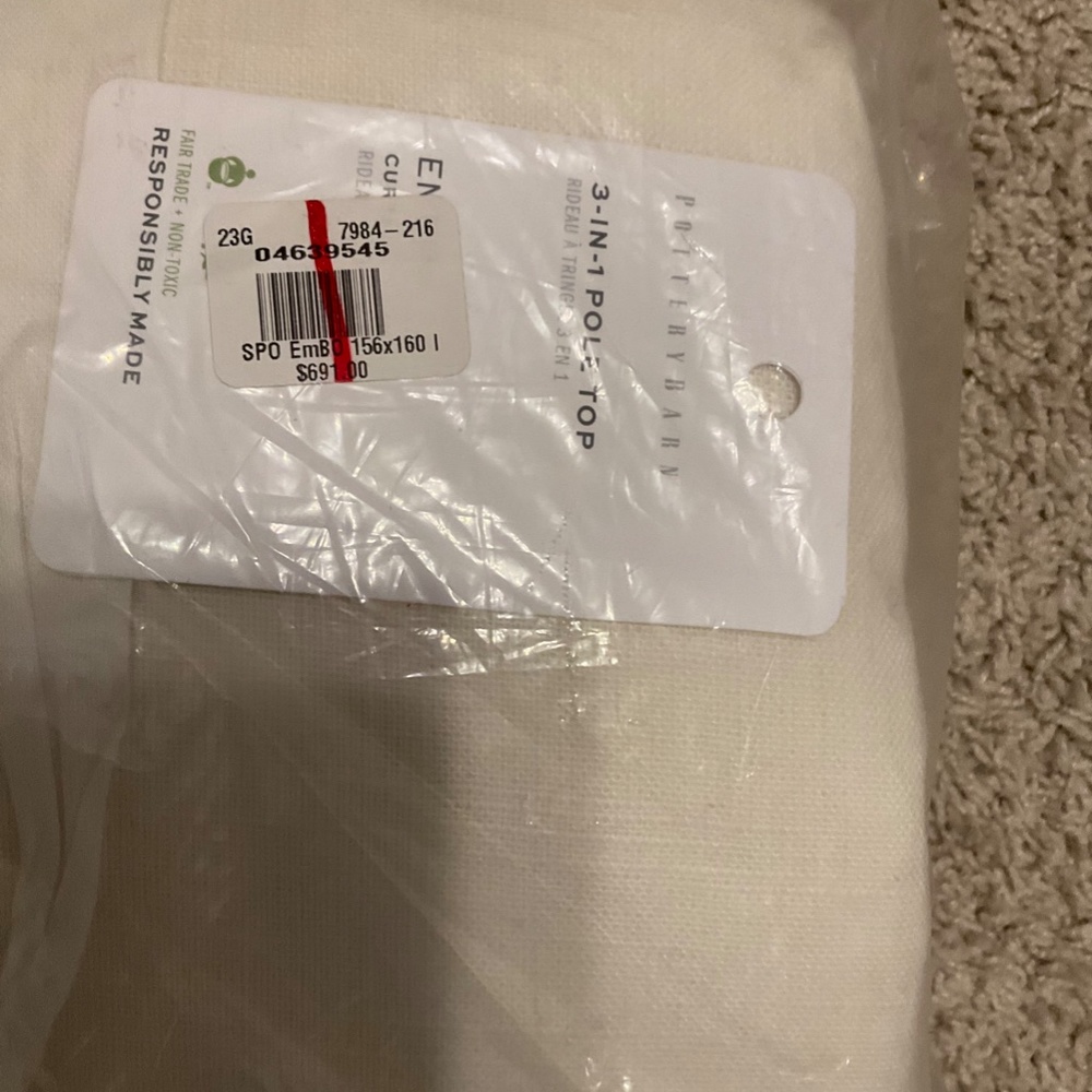 POTTERY BARN CUSTOM EMERY LINEN CURTAIN, IVORY. 156 x 160 - Picture 5 of 6